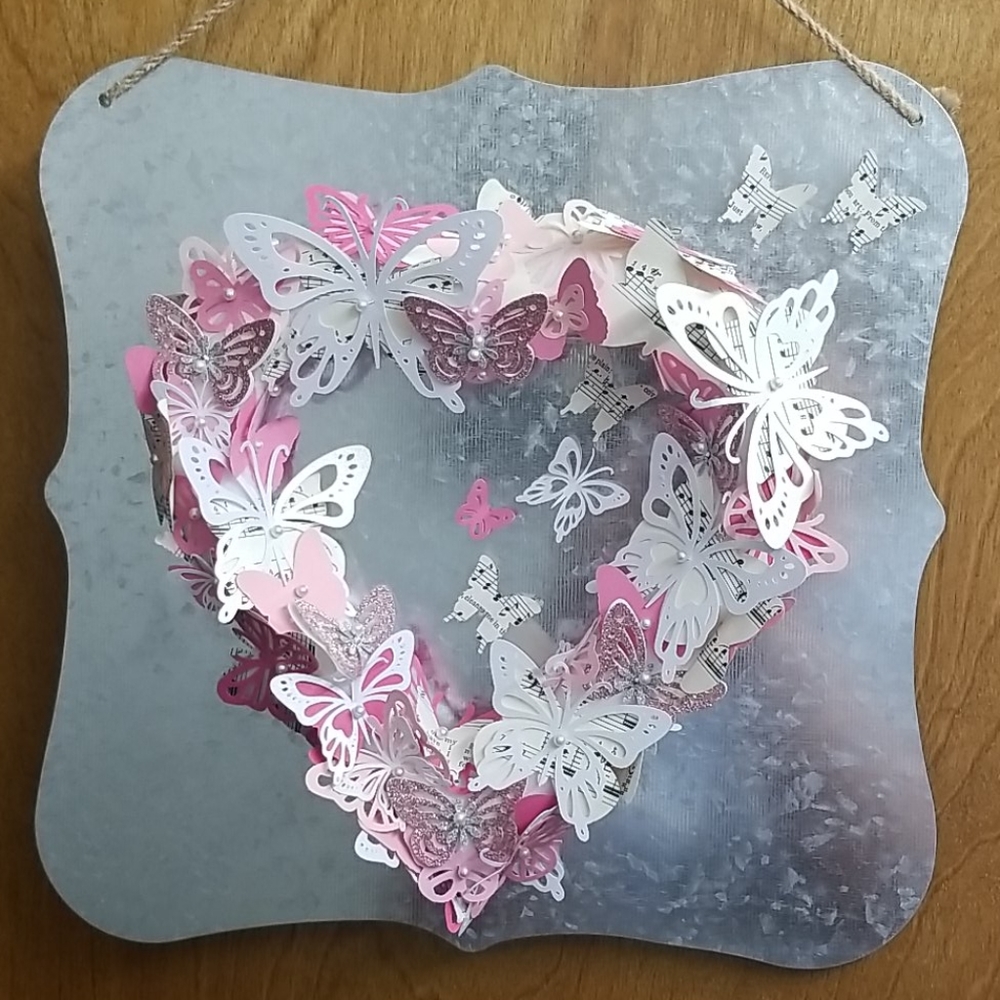 Butterfly Heart Kisses 3D Pink Music Metal Picture